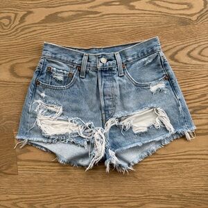 Levi's Blue Distressed Jean Shorts